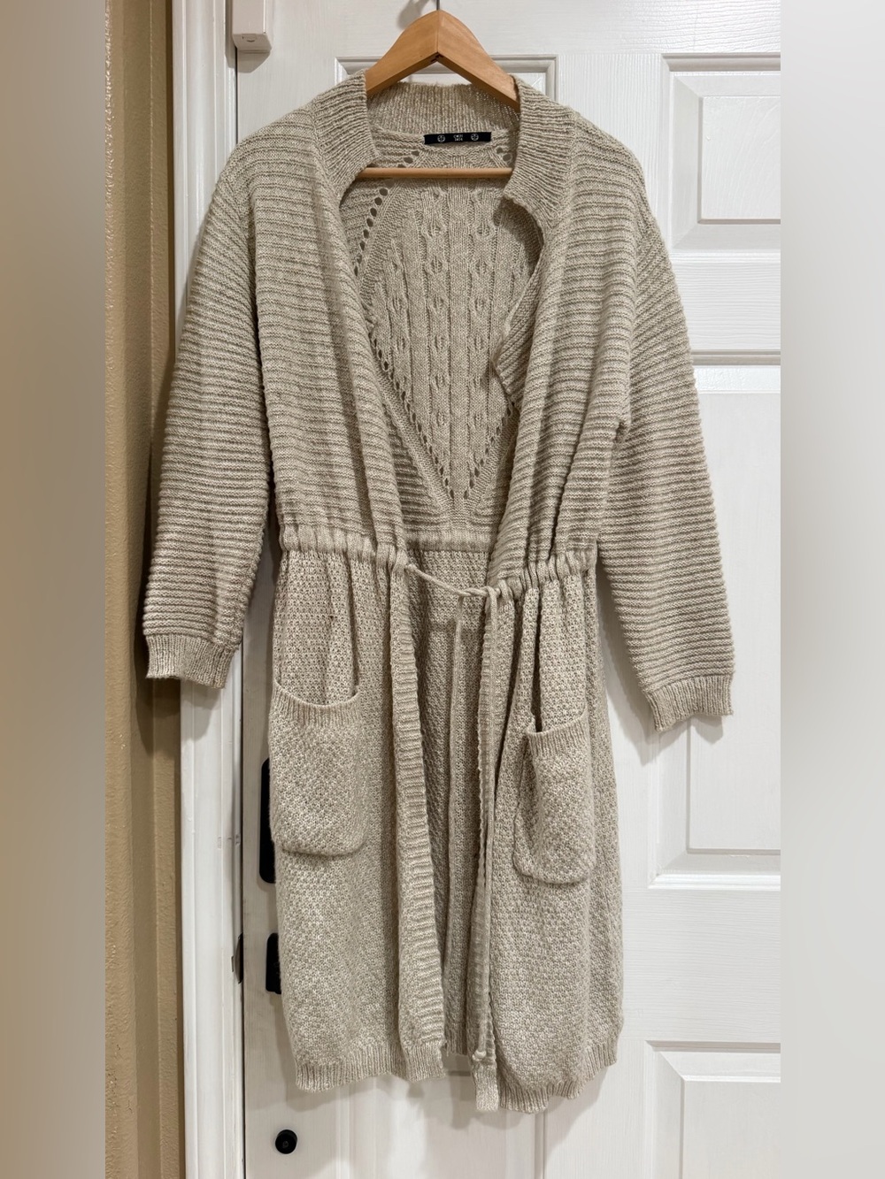 Cozy Open-Front Knit Cardigan Sweater - Cream